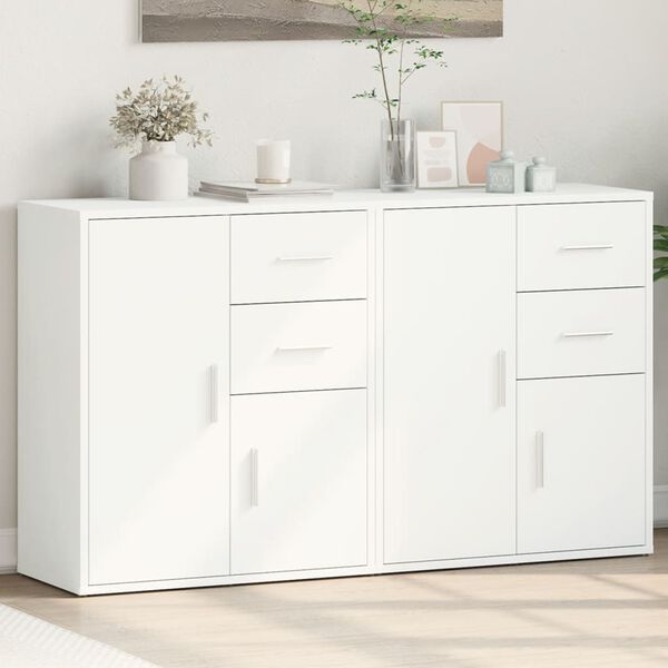 vidaXL Sideboard White Engineered Wood Medium Sideboard Rectangular