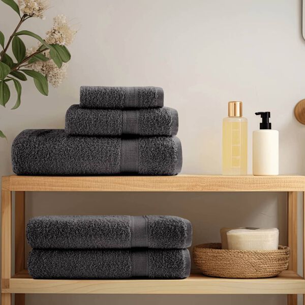 vidaXL Towel Set Anthracite 100% Ring-Spun Cotton Guest, Hand, Shower