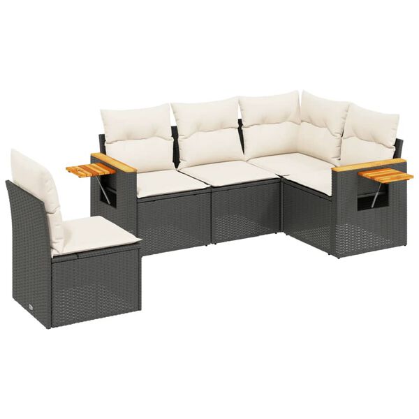 vidaXL Garden Sofa Set Black, Cream White