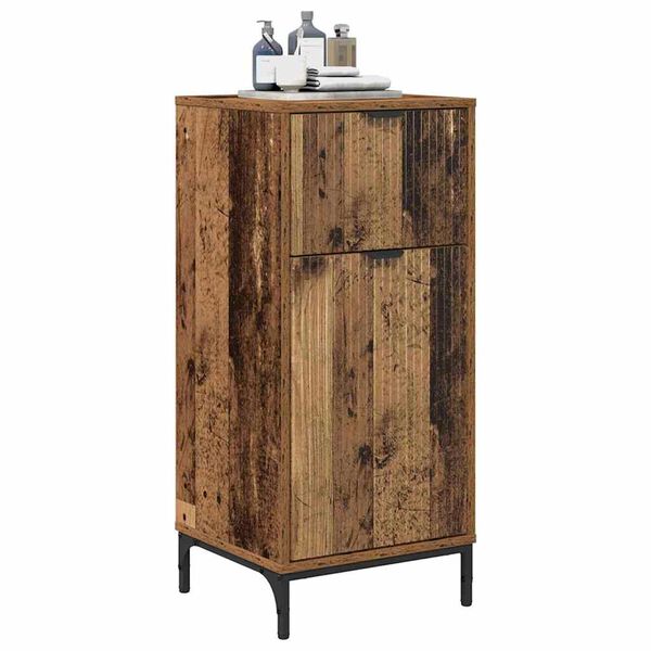 vidaXL Bathroom Cabinet with Drawer Old Wood 15.55 x 14.17 x 34.65 in