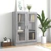 vidaXL Display Cabinet Grey Sonoma Engineered wood and glass Large