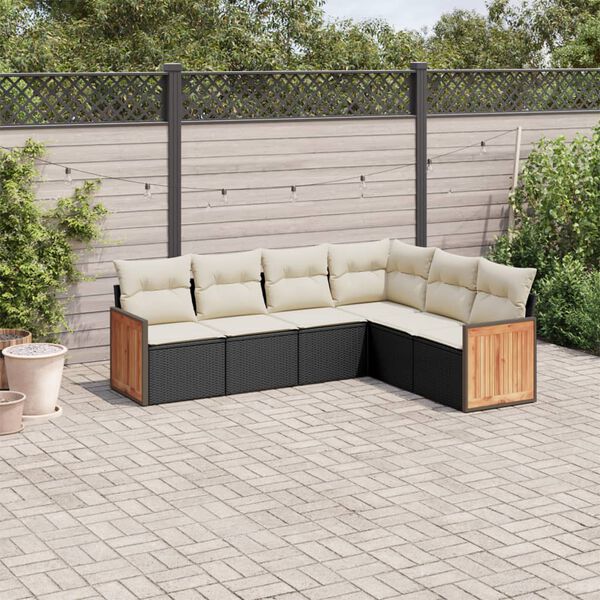 vidaXL Garden Sofa Set Black, Cream White