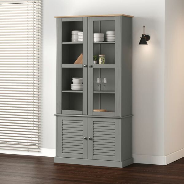vidaXL Glass Display Cabinet Grey
