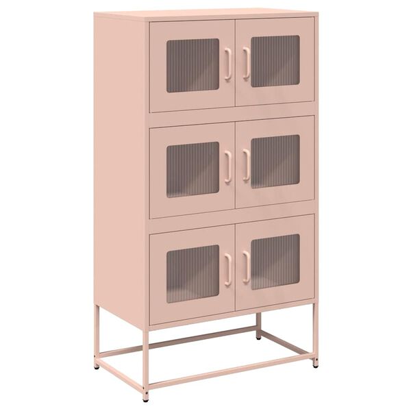 vidaXL Highboard Pink Cold-rolled steel Tall Highboard Rectangular
