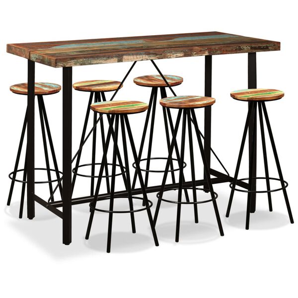 vidaXL Bar Set Multicolor Reclaimed Wood