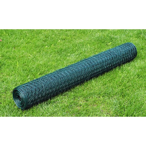 vidaXL Chicken Wire Fence with PVC Coating 82.0x2.5' Green