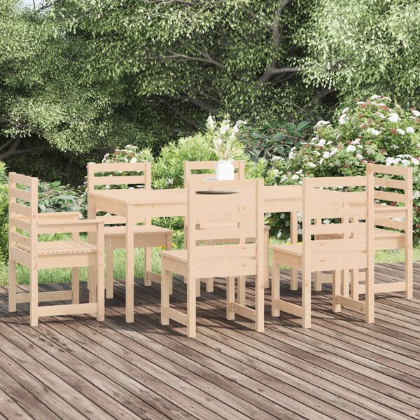 vidaXL Garden Dining Set Natural Pine Solid Pine Wood Large Seats 6