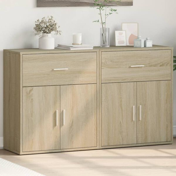 vidaXL Sideboards 2 pcs Sonoma Oak 23.6"x12.2"x27.6" Engineered Wood