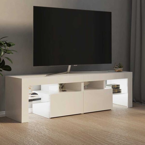 vidaXL TV Cabinet High gloss white Engineered wood 55.1 x 14.4 x 15.7 in