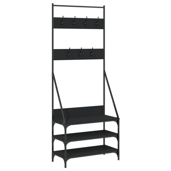 vidaXL Clothes Rack Black Engineered wood, Metal Compact Clothes Rack