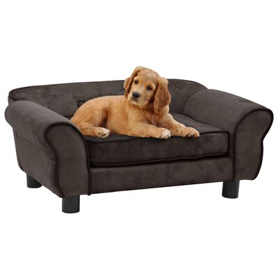 vidaXL Dog Sofa Brown 28.3"x17.7"x11.8" Plush