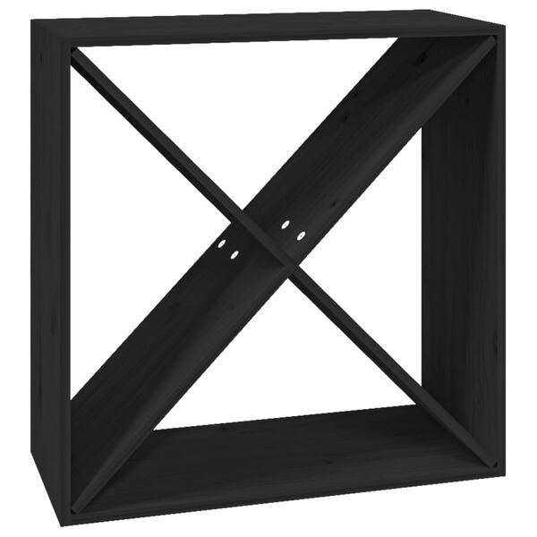 vidaXL Wine Cabinet Black 24.4"x9.8"x24.4" Solid Wood Pine