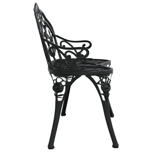 vidaXL Garden Bench Black Cast Aluminum, Cast Iron Medium
