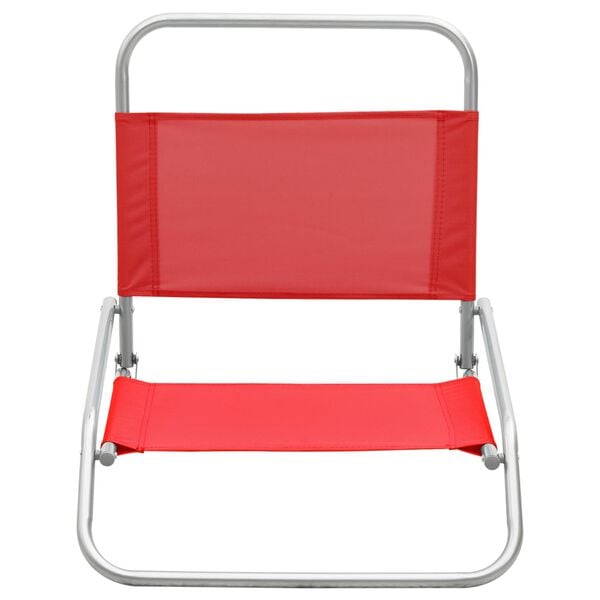 vidaXL Beach Chair Set of 2 Red Oxford Fabric, Steel Medium Foldable