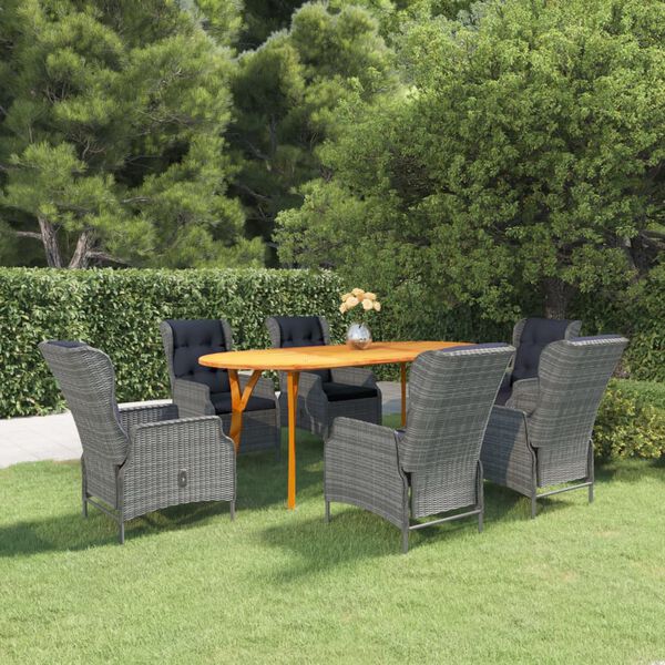 vidaXL 7 Piece Patio Dining Set Light Gray