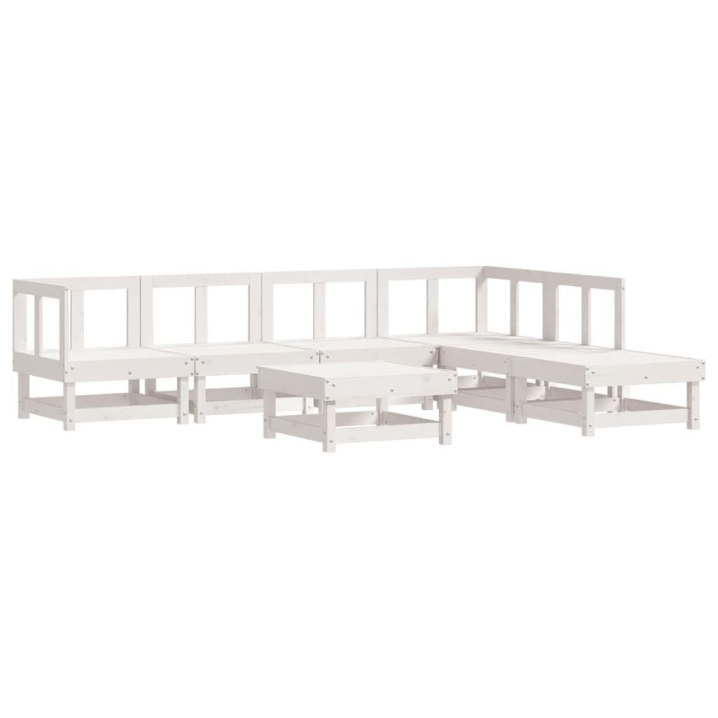 vidaXL Garden Lounge Set White Solid pine wood, Plywood Large Modular
