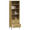 vidaXL Bookcase Brown Solid pine wood, metal Tall Bookcase Rectangular