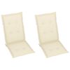 vidaXL Garden Chair Set of 2 Natural wood with cream cushions