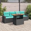 vidaXL 5 Piece Patio Sofa Set with Cushions Black Poly Rattan