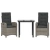 vidaXL 3 Piece Patio Dining Set with Cushions Gray Poly Rattan