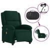 vidaXL Electric Massage Recliner Chair Dark Green Velvet Large