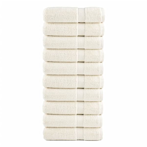 vidaXL Hand Towel Set of 10 Cream 100% Cotton 19.7 x 39.4 in