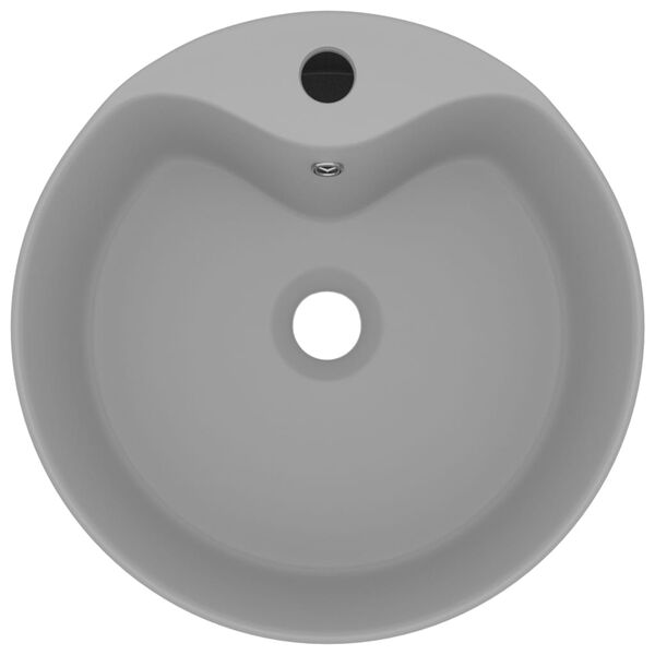 vidaXL Luxury Wash Basin with Overflow Matt Light Grey 14.2x5.1" Ceramic
