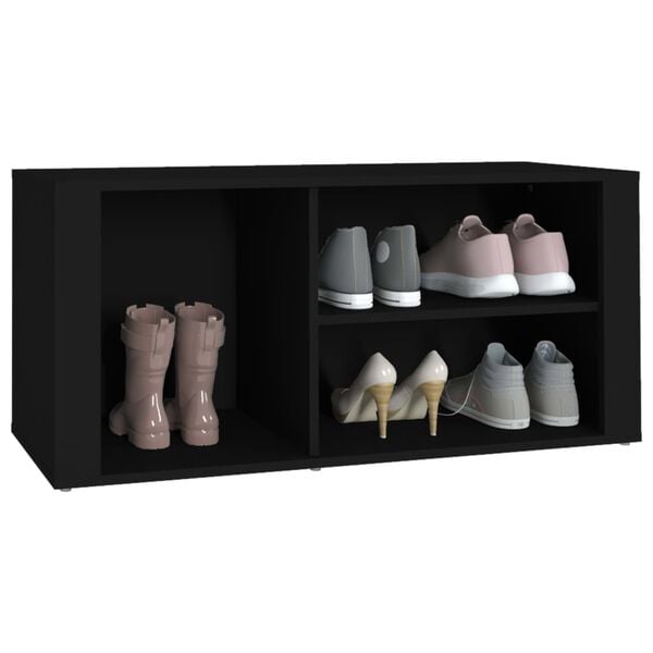 vidaXL Shoe Cabinet Black Engineered wood 39.4x13.8x17.7 in Shoe Cabinet