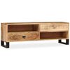vidaXL TV Cabinet Natural Mango Wood Solid Mango Wood and Steel Medium