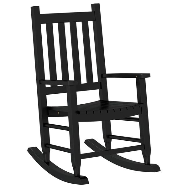vidaXL Rocking Chair Set of 2 Black Solid Poplar Wood 17.3-20.1 in