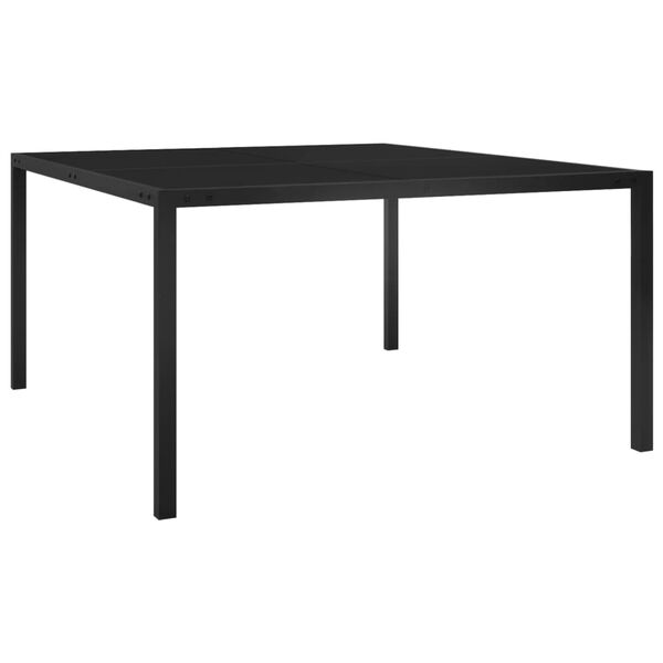 vidaXL Garden Table Black Powder-coated steel, tempered glass