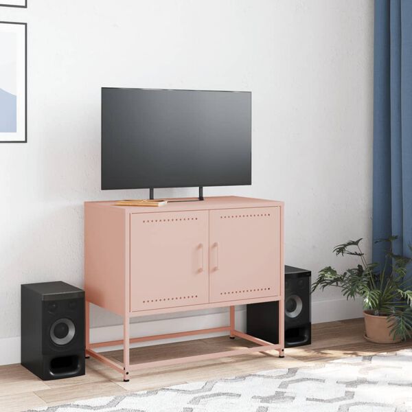 vidaXL TV Cabinet Pink Steel Standard TV Cabinet Rectangular
