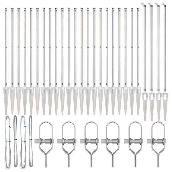 vidaXL Fence Post Other 26 pcs Grey 1.26 x 1.26 x 55.12 in Steel