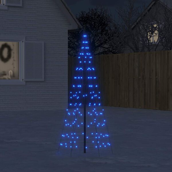 vidaXL LED Christmas Tree Blue, Dark Green Copper, Iron Collapsible