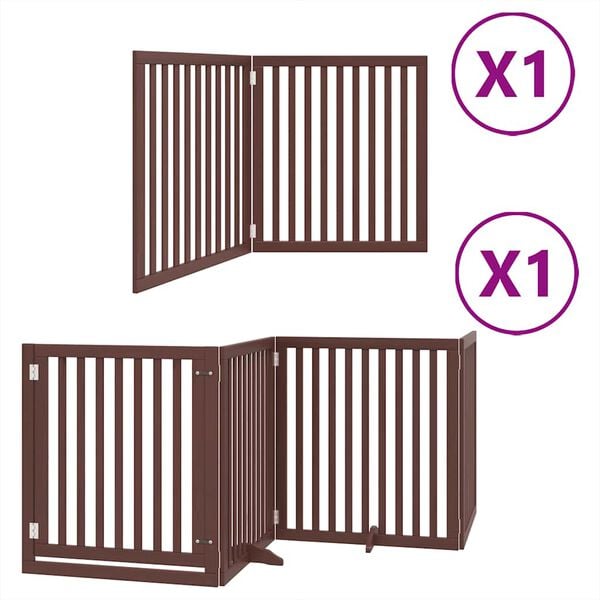 vidaXL Dog Gate Set of 6 Brown Poplar Wood 189 in total length