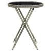 vidaXL Bistro Set Grey Poly rattan, steel, glass, fabric (100% polyester)