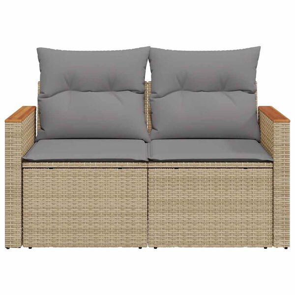 vidaXL Garden Sofa Beige Poly Rattan Standard Size Modular