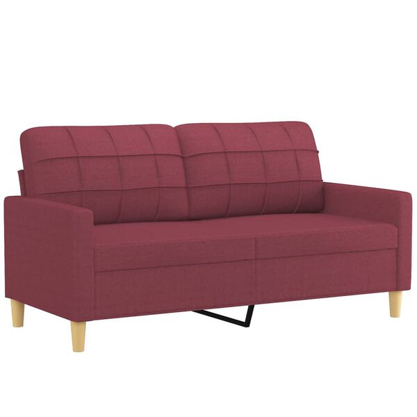 vidaXL Sofa Set Wine Red 100% polyester fabric, metal frame, plywood Small