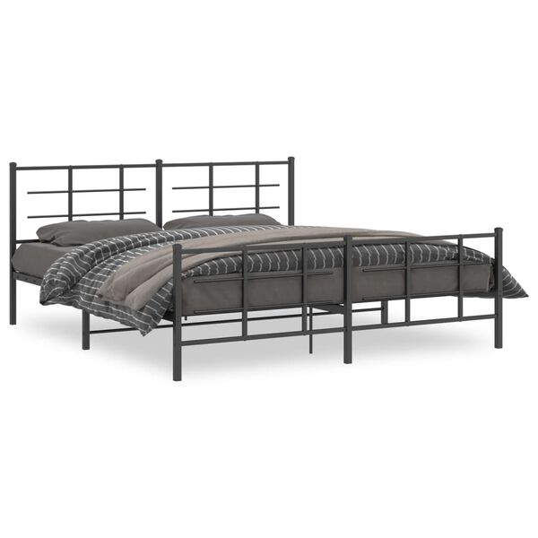 vidaXL Bed Frame Black Steel Full Bed Frame Rectangular Modern