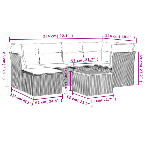vidaXL Garden Sofa Set Black