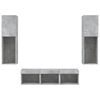 vidaXL TV Wall Unit Set of 5 Concrete gray Engineered wood, glass Medium