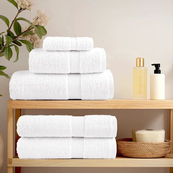 vidaXL Towel Set White 100% Cotton 600 gsm Bath Towel Set Rectangular