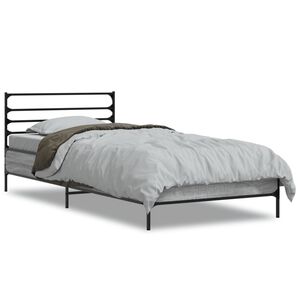 vidaXL Bed Frame Grey Sonoma Engineered wood, metal, plywood Small Single