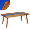 vidaXL Coffee Table Brown and Blue Teak and Resin 39.4 x 19.7 x 15.7 in