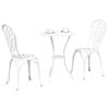 vidaXL Garden Bistro Set 3 pcs White Aluminium