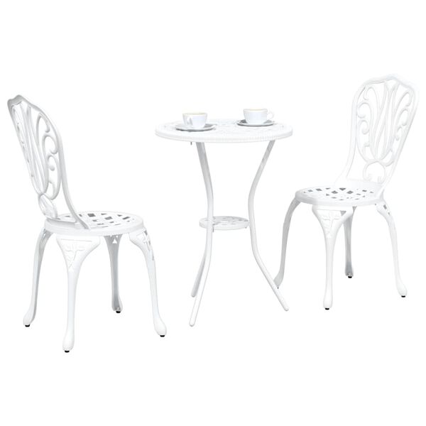 vidaXL Garden Bistro Set 3 pcs White Aluminium