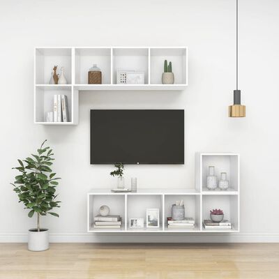 vidaXL Wall-mounted TV Cabinet White 14.6"x14.6"x56.1" Chipboard