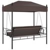 vidaXL Garden Swing Bench Coffee brown Powder-coated steel, Polyester