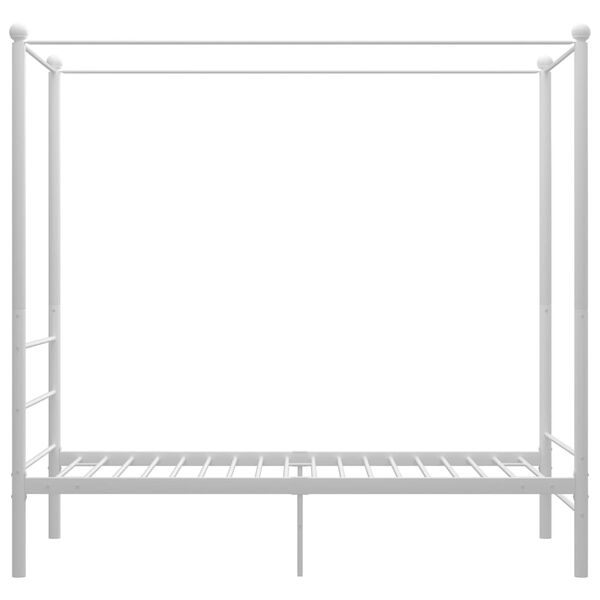 vidaXL Bed Frame White Powder-coated metal Twin Bed Frame Rectangular
