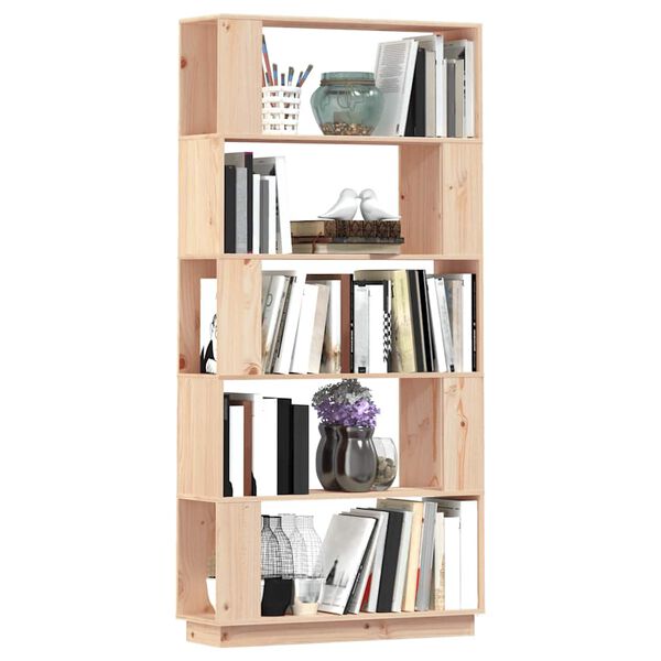 vidaXL Book Cabinet Natural wood Solid pine wood Larger Book Cabinet